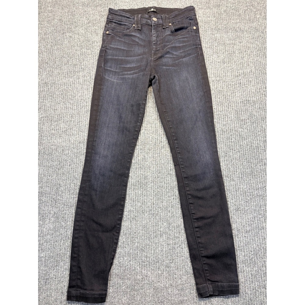 7 For All Mankind Womens Skinny Jeans Black Blue Size 25 High Rise Denim